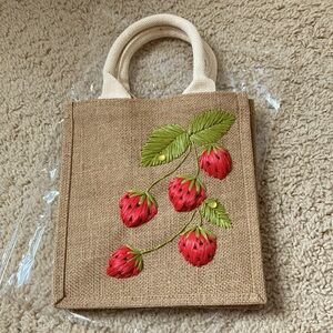 Embroidered Strawberry Mini Tote
